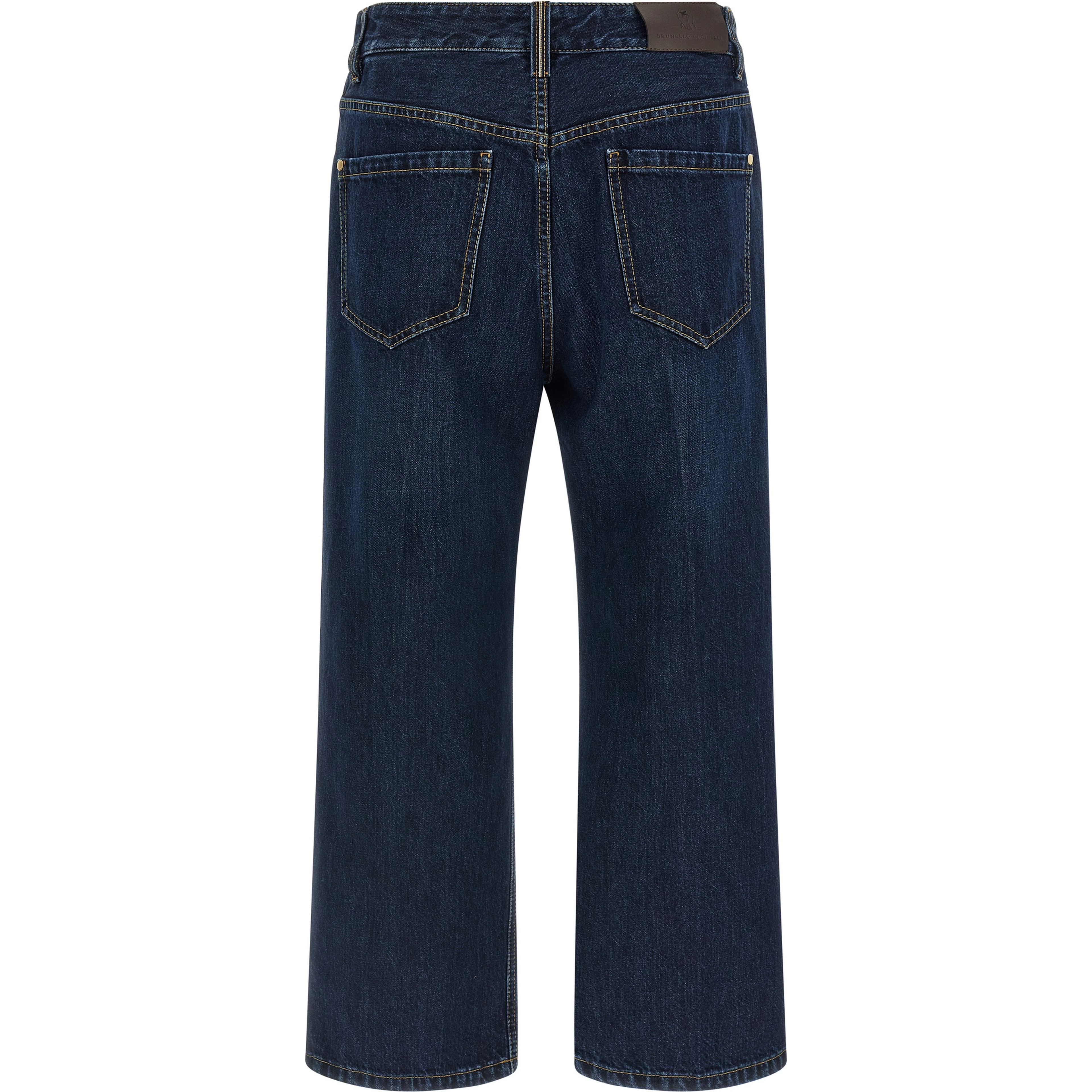 Blue Cotton Cropped Jeans