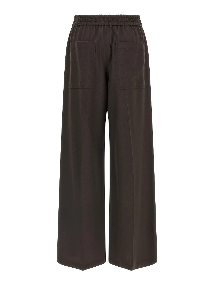 Brown Virgin Wool Casual Pants