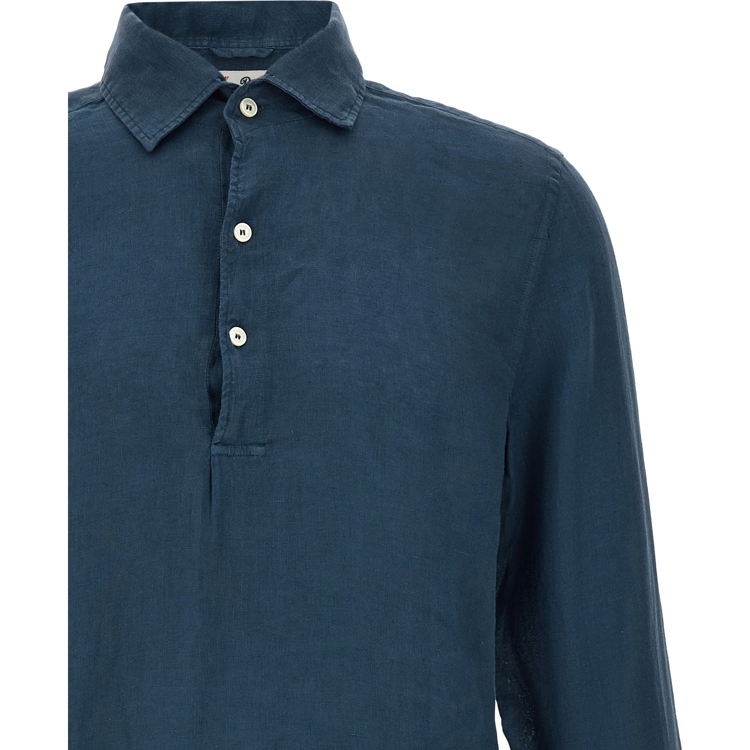 Blue Linen Polo Shirt