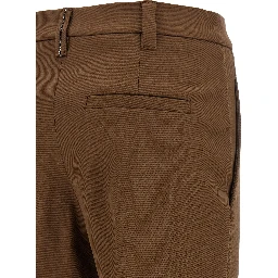 Brown Cotton Cropped Pants