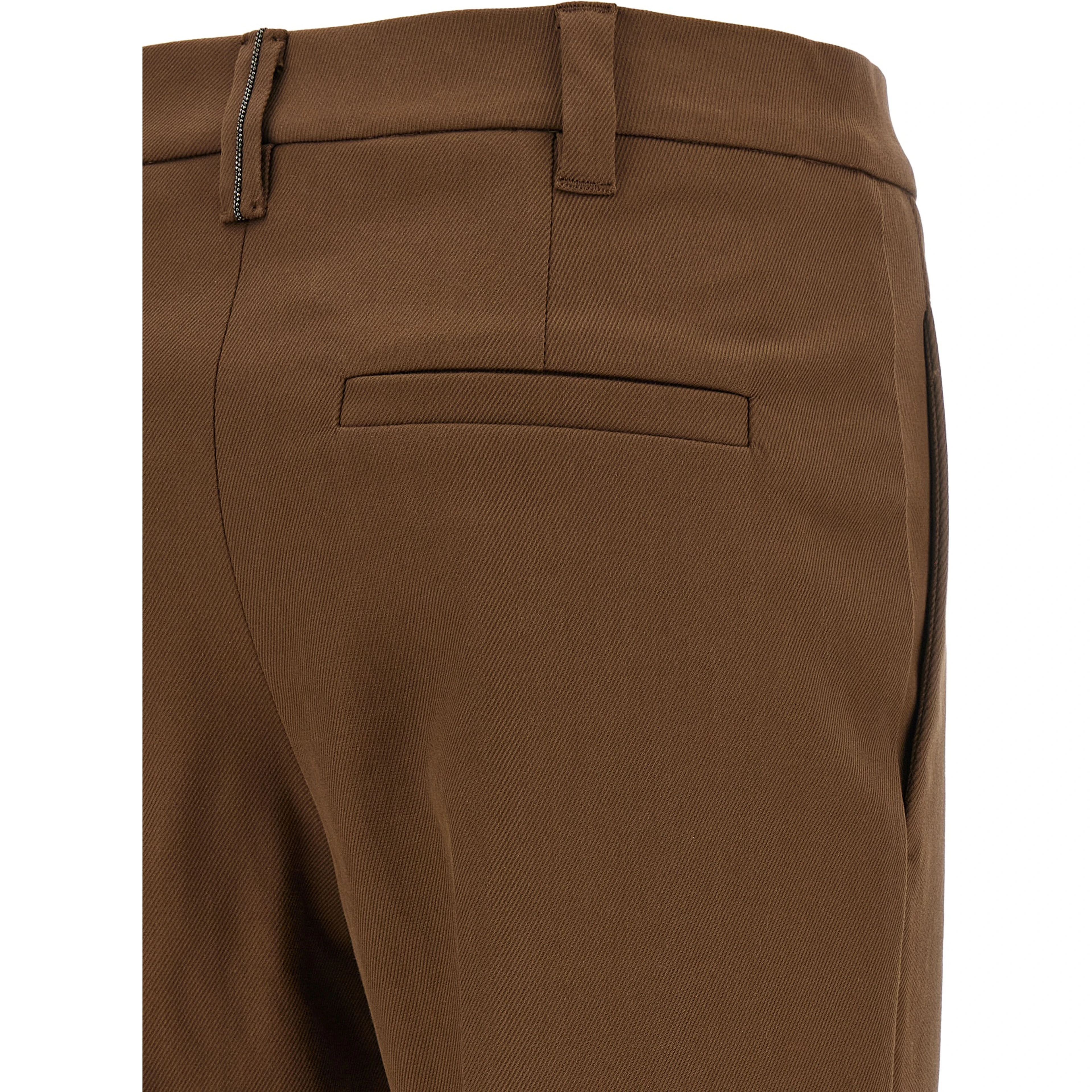 Brown Cotton Cropped Pants