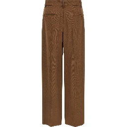 Brown Virgin Wool Casual Pants