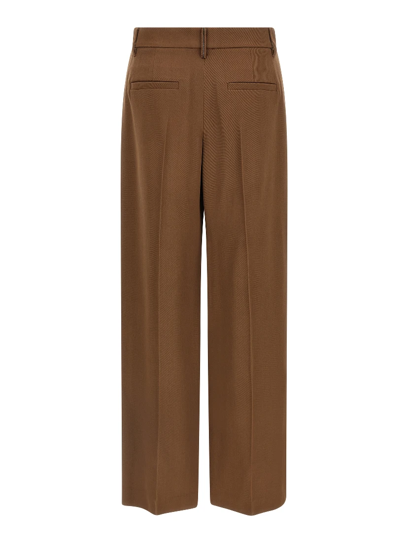 Brown Virgin Wool Casual Pants