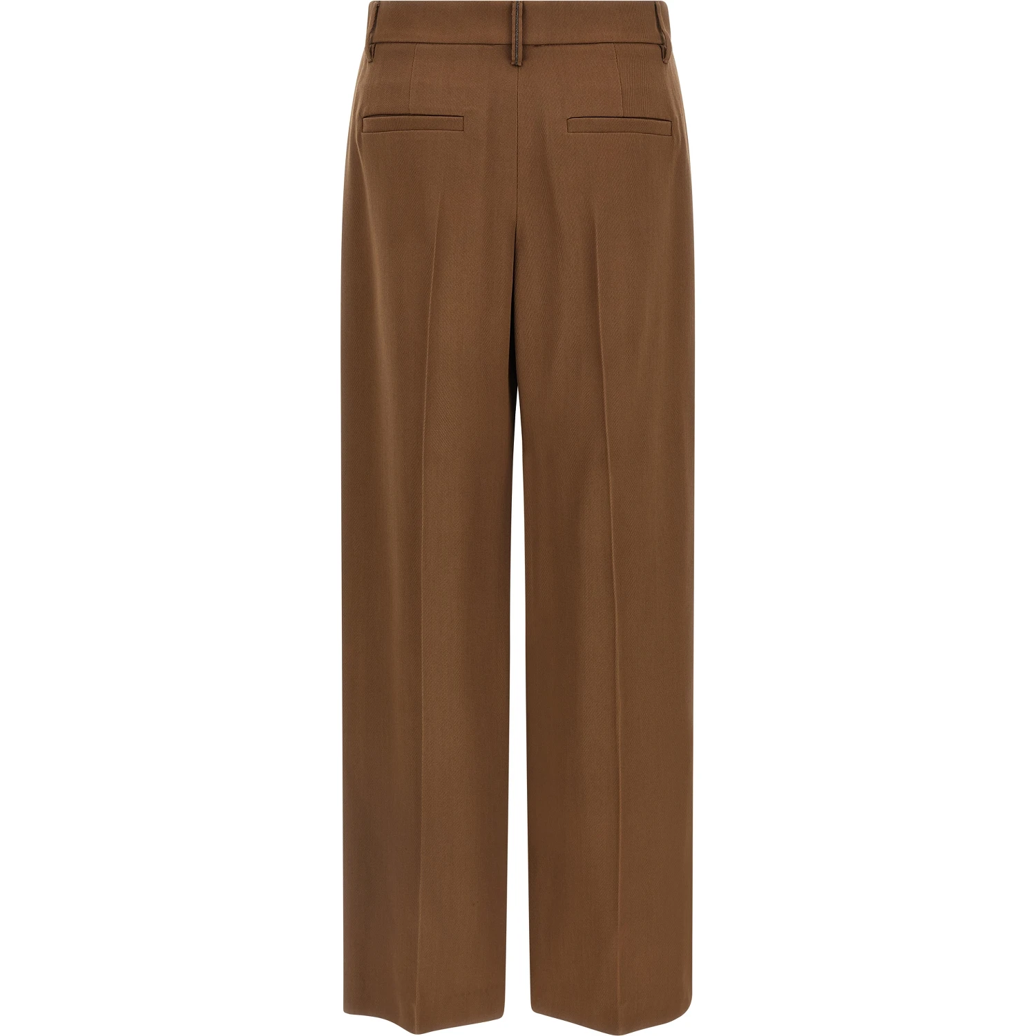 Brown Virgin Wool Casual Pants