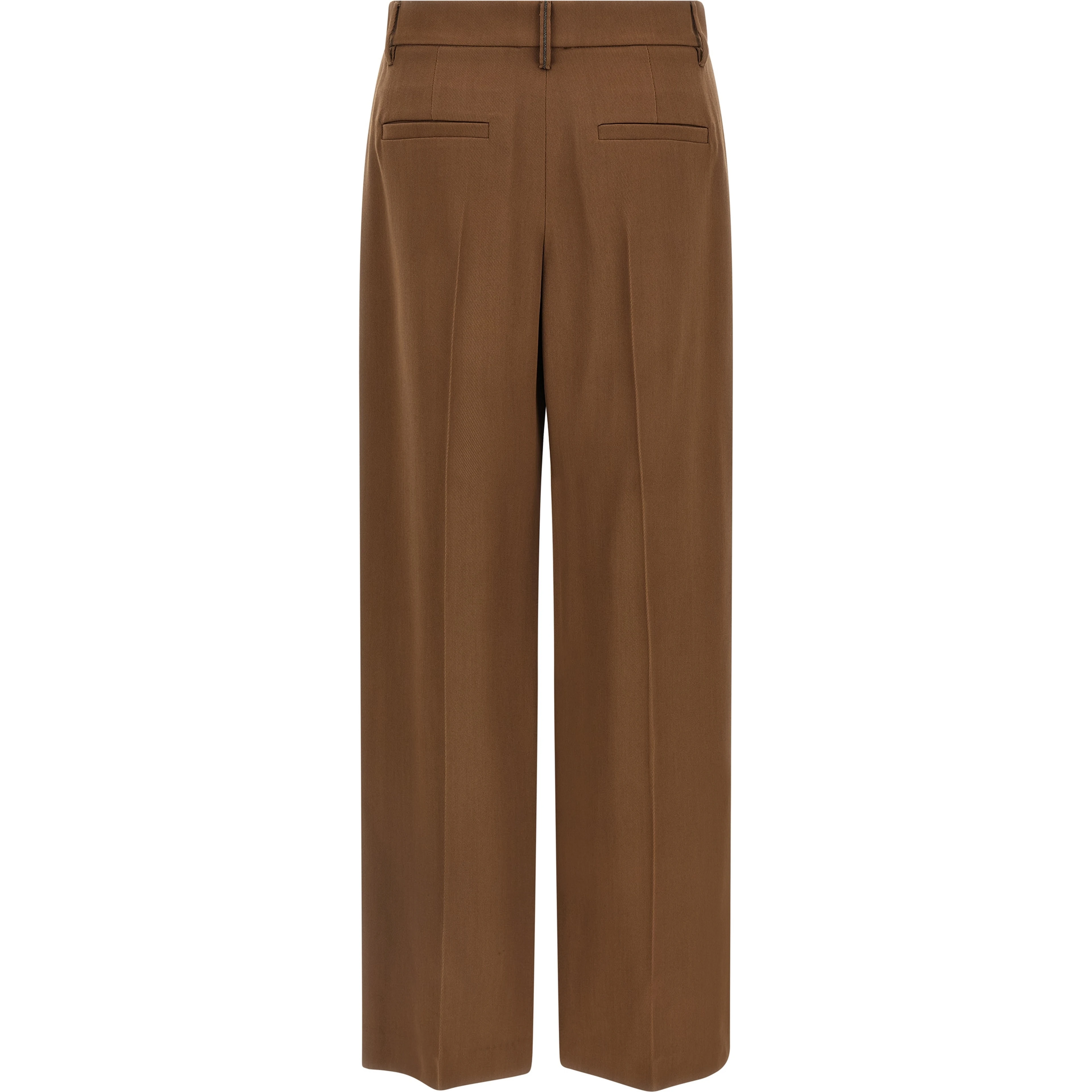 Brown Virgin Wool Casual Pants