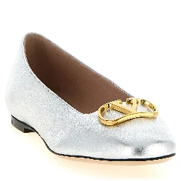 Silver Lamb Leather Ballet Flats
