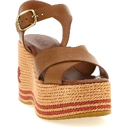Brown Calfskin Wedge Sandals