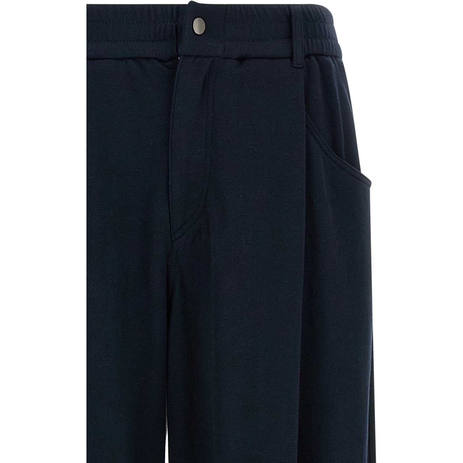 Blue Cotton Casual Pants