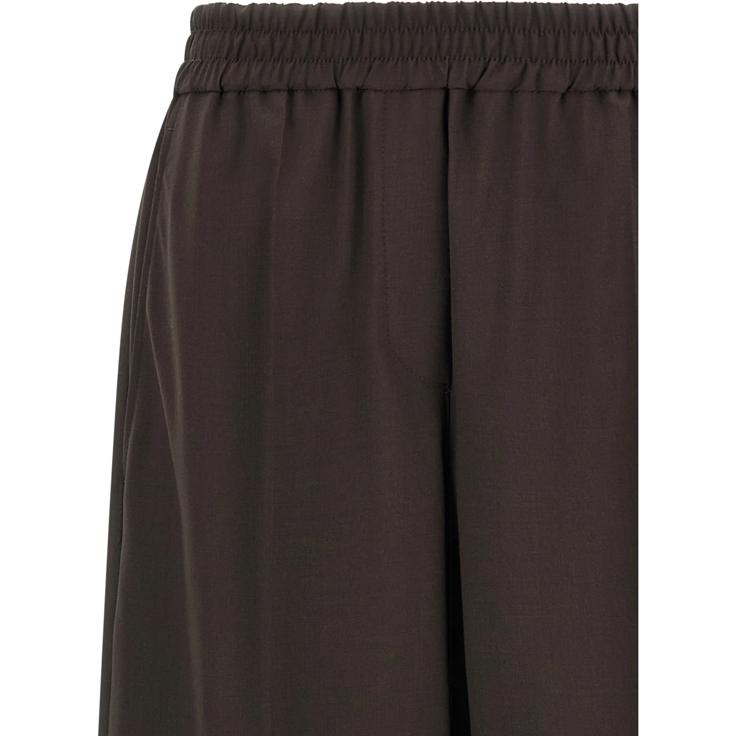 Brown Virgin Wool Casual Pants