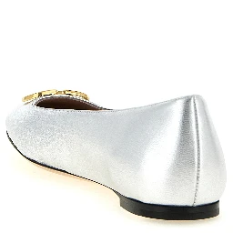 Silver Lamb Leather Ballet Flats