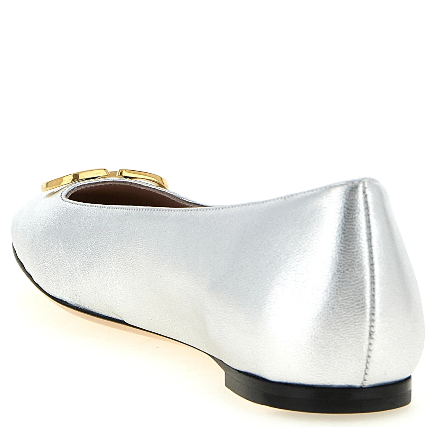 Silver Lamb Leather Ballet Flats