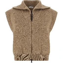 Beige Cashmere Sleeveless Jacket