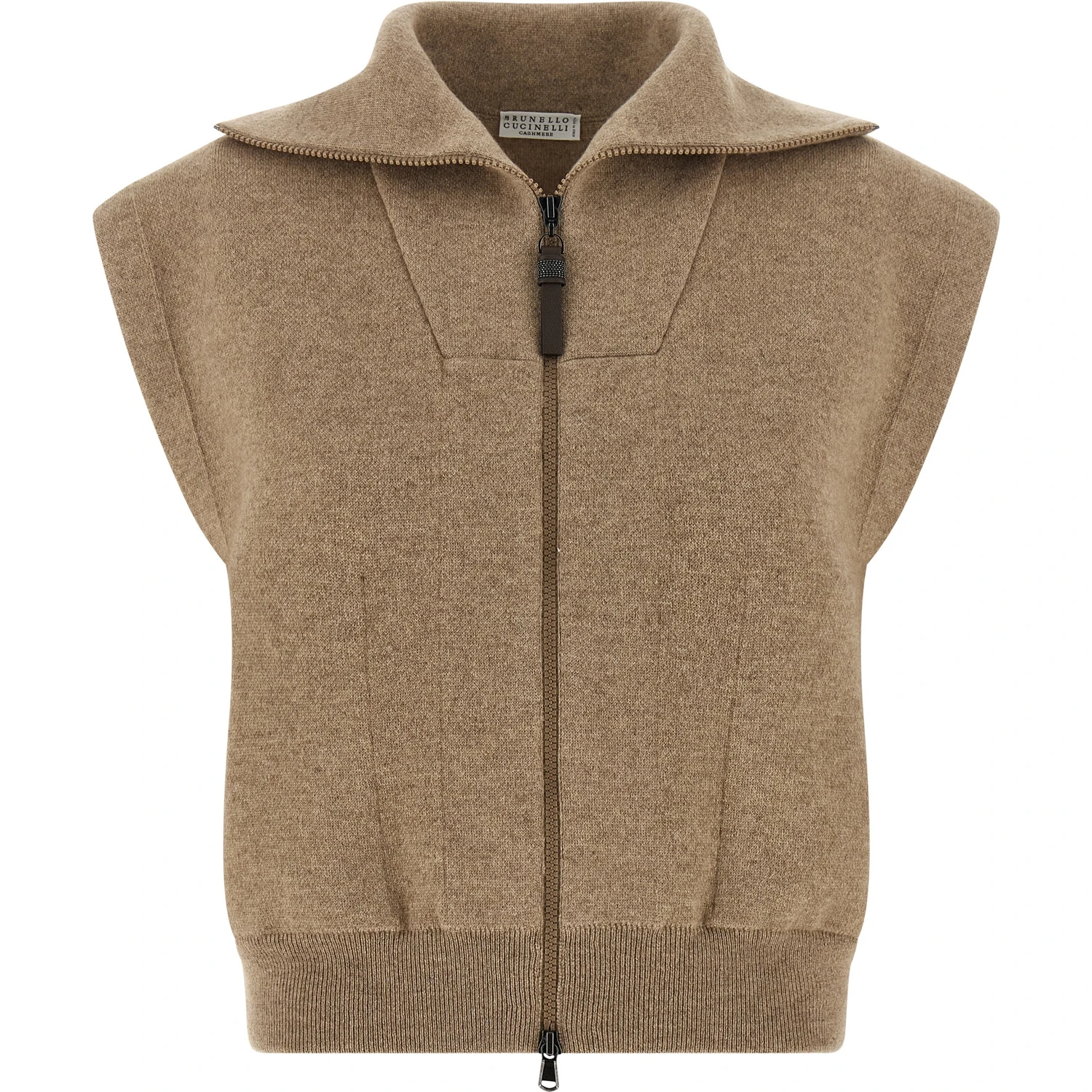 Beige Cashmere Sleeveless Jacket