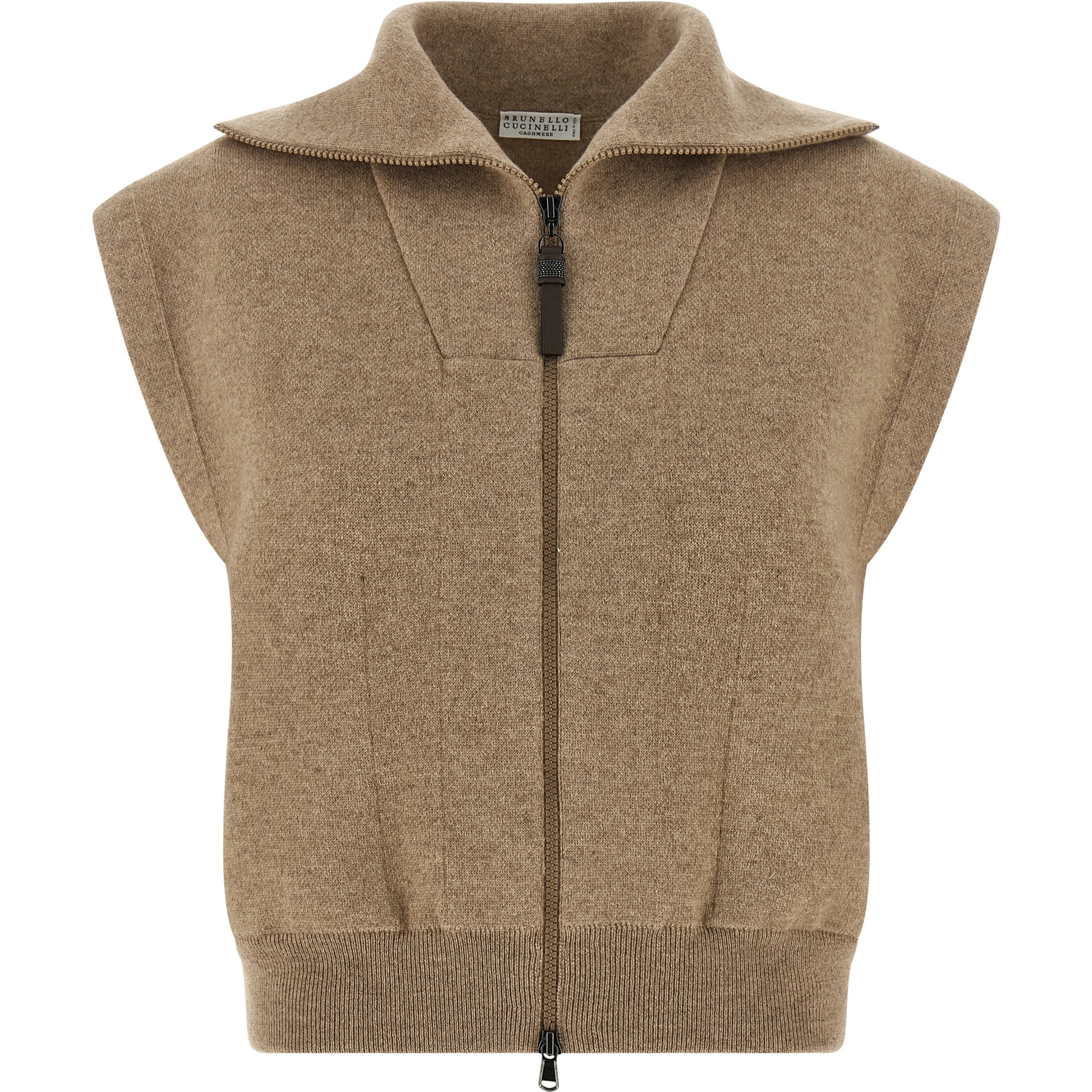 Beige Cashmere Sleeveless Jacket