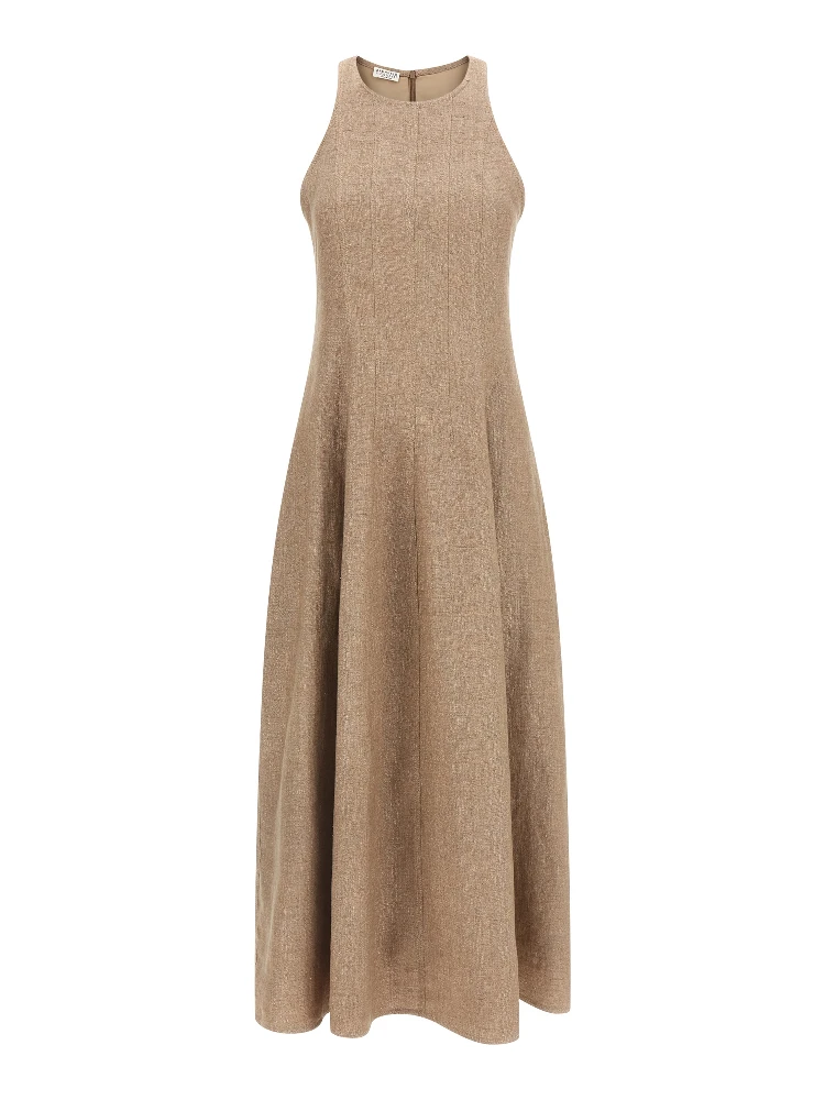 Beige Linen Long Dress