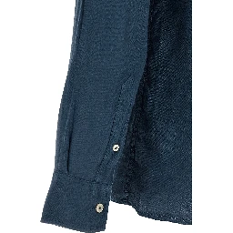 Blue Linen Polo Shirt