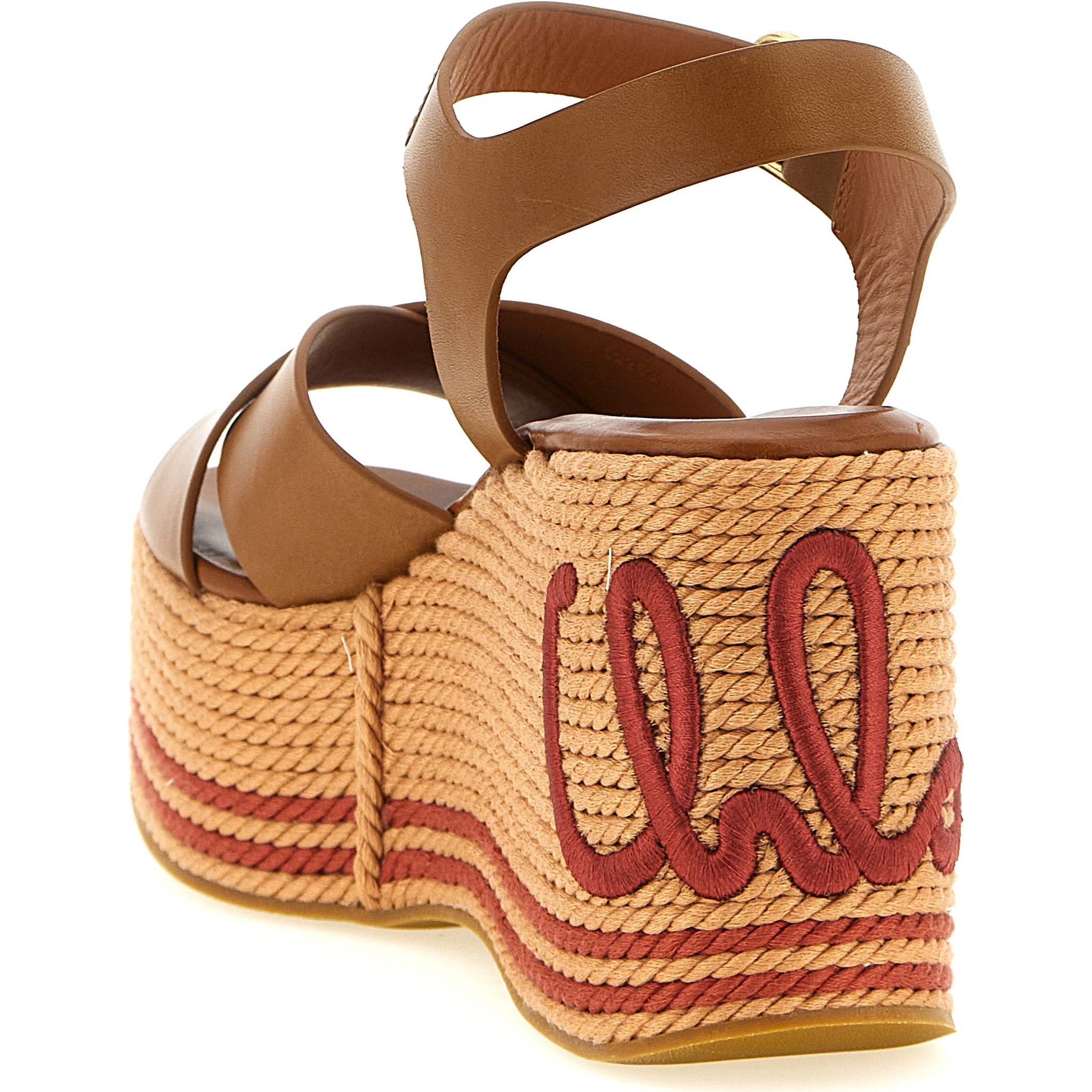 Brown Calfskin Wedge Sandals