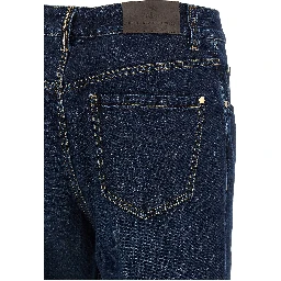 Blue Cotton Cropped Jeans
