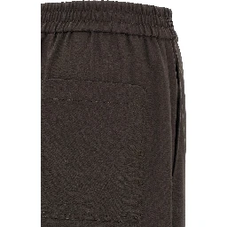 Brown Virgin Wool Casual Pants