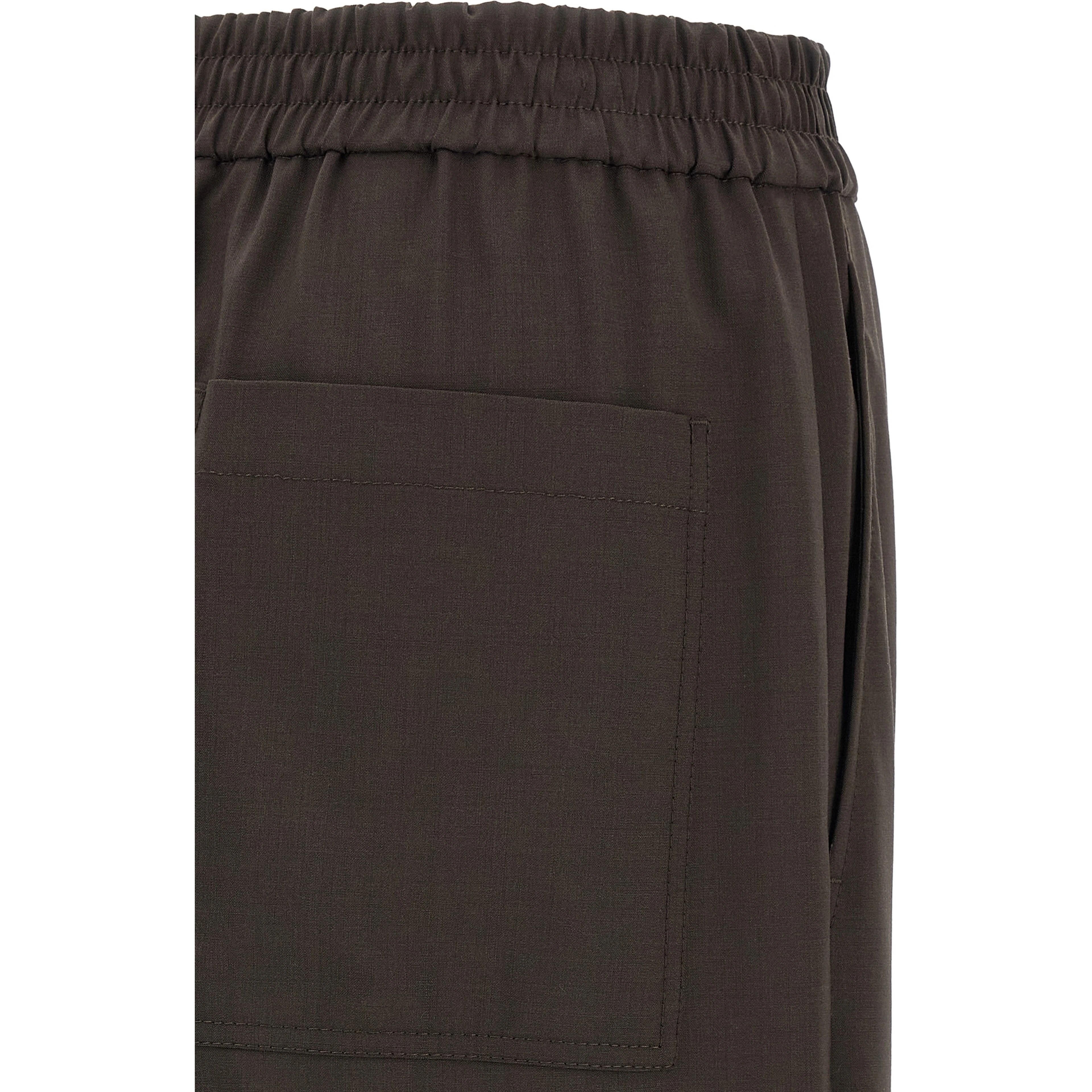 Brown Virgin Wool Casual Pants