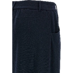 Blue Cotton Casual Pants