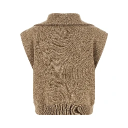 Beige Cashmere Sleeveless Jacket