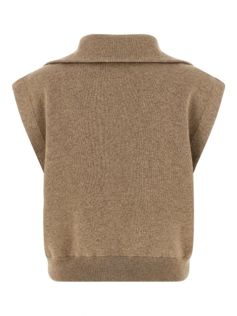 Beige Cashmere Sleeveless Jacket