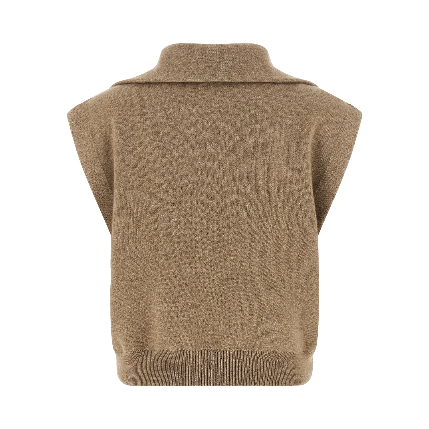Beige Cashmere Sleeveless Jacket