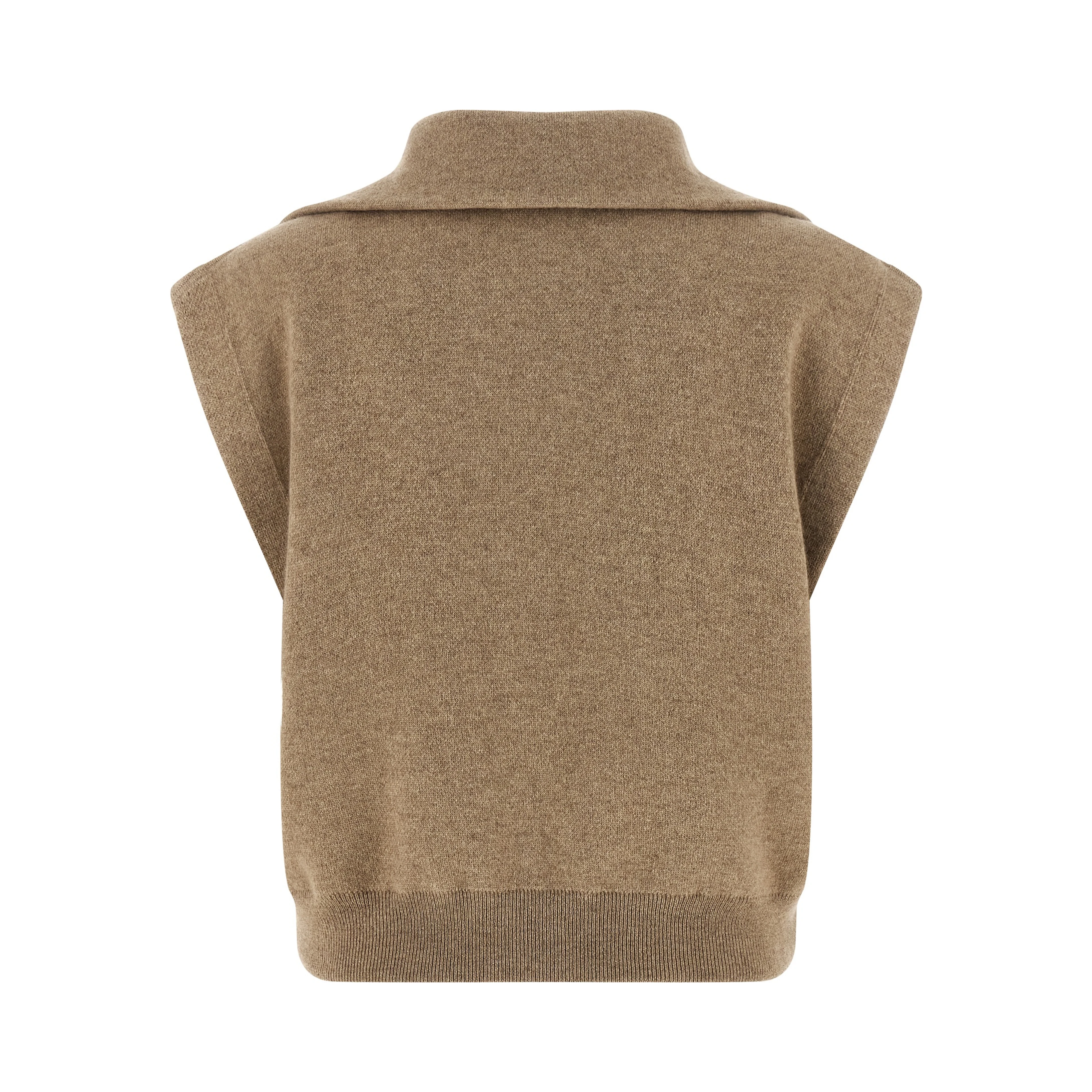 Beige Cashmere Sleeveless Jacket