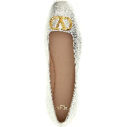 Silver Lamb Leather Ballet Flats