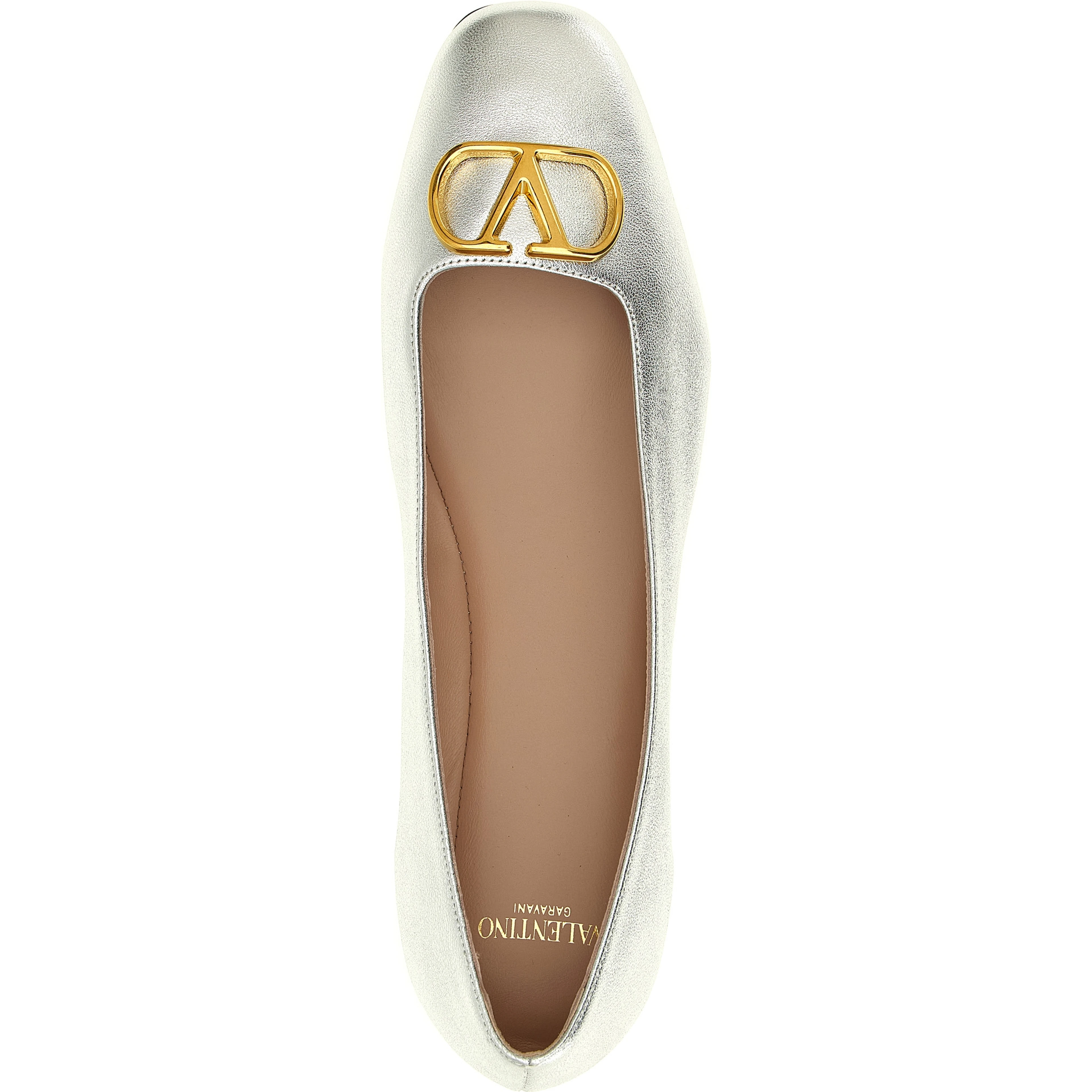 Silver Lamb Leather Ballet Flats
