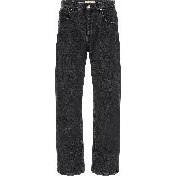 Black Cotton Straight-Leg Jeans
