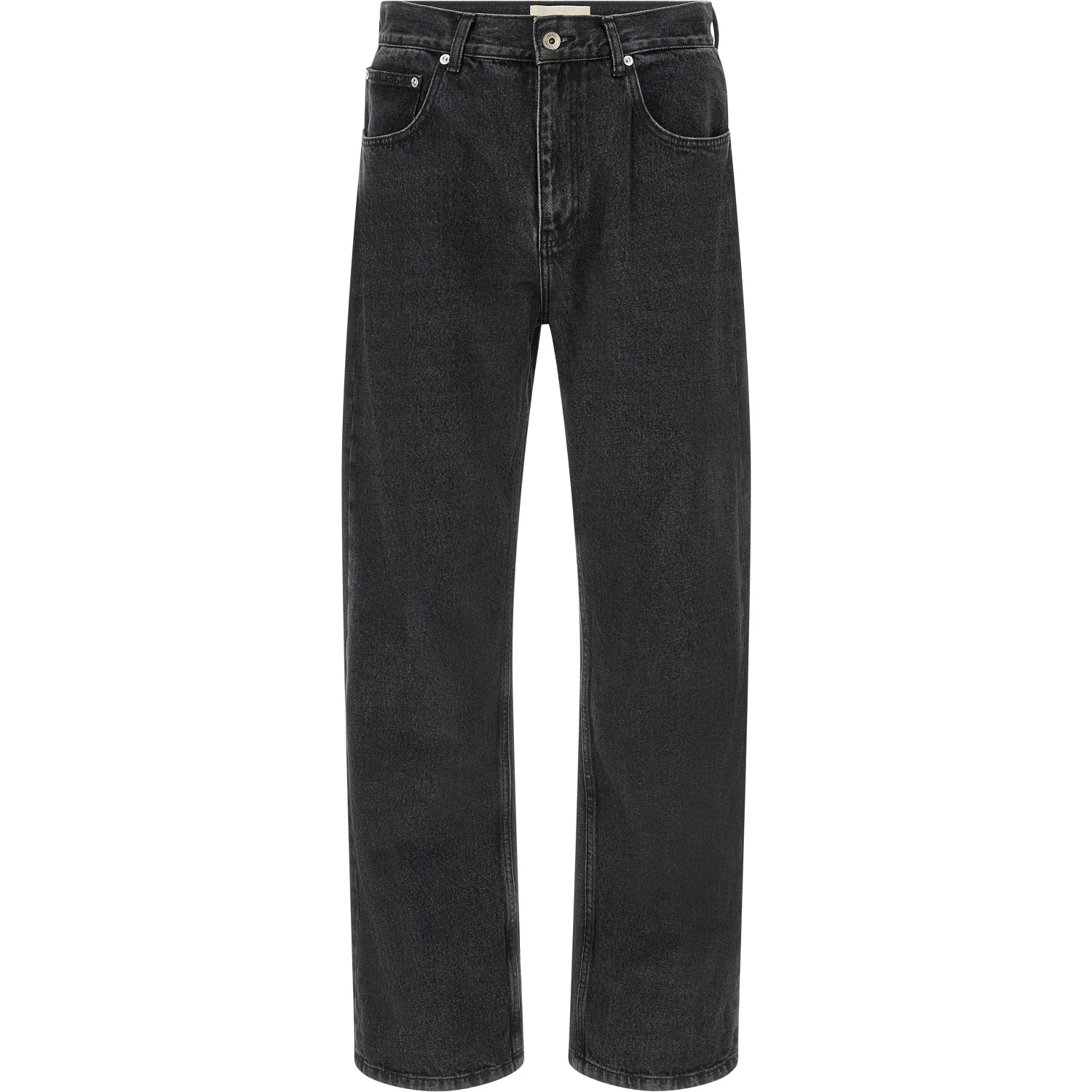 Black Cotton Straight-Leg Jeans