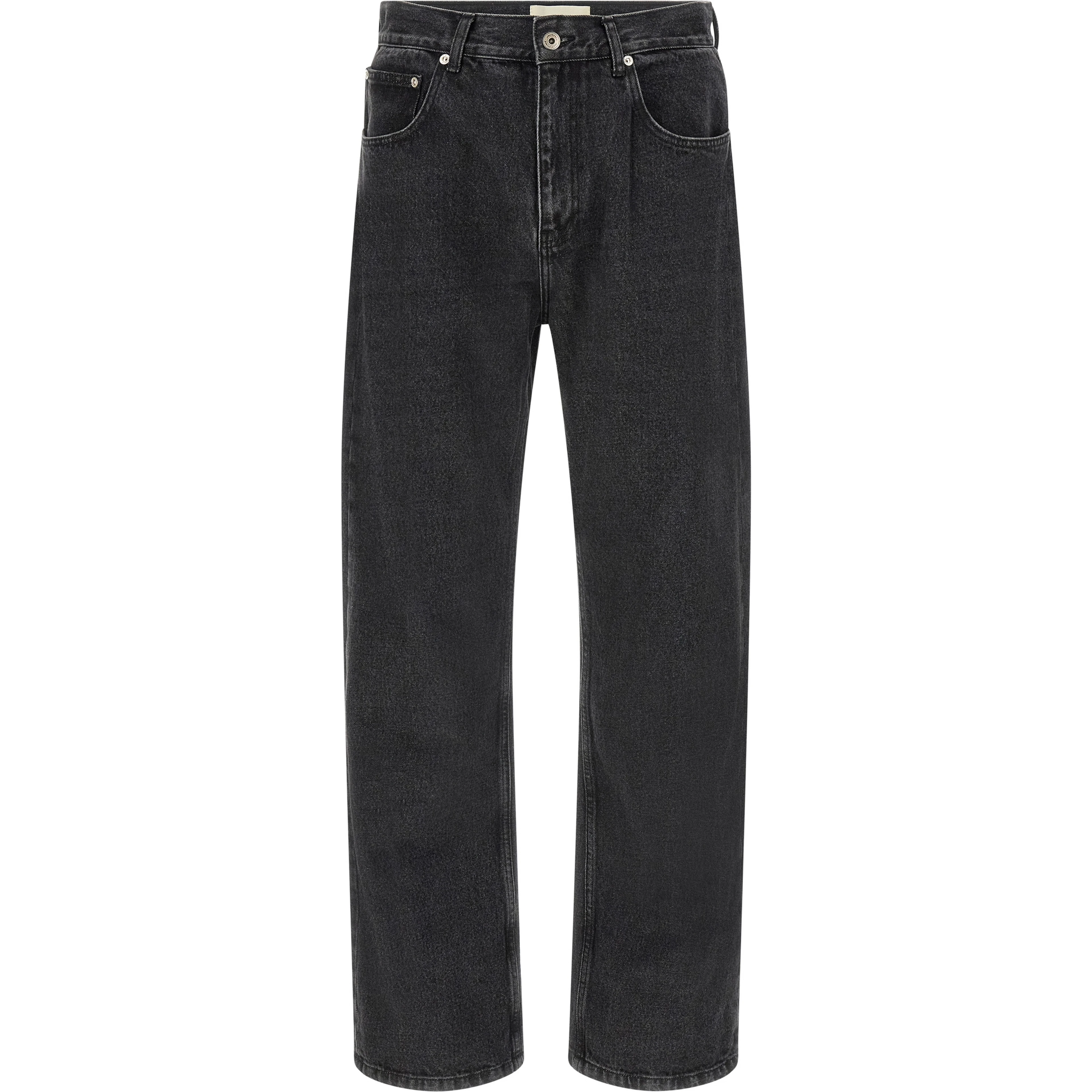 Black Cotton Straight-Leg Jeans
