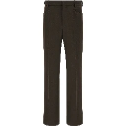 Brown Polyester Casual Pants