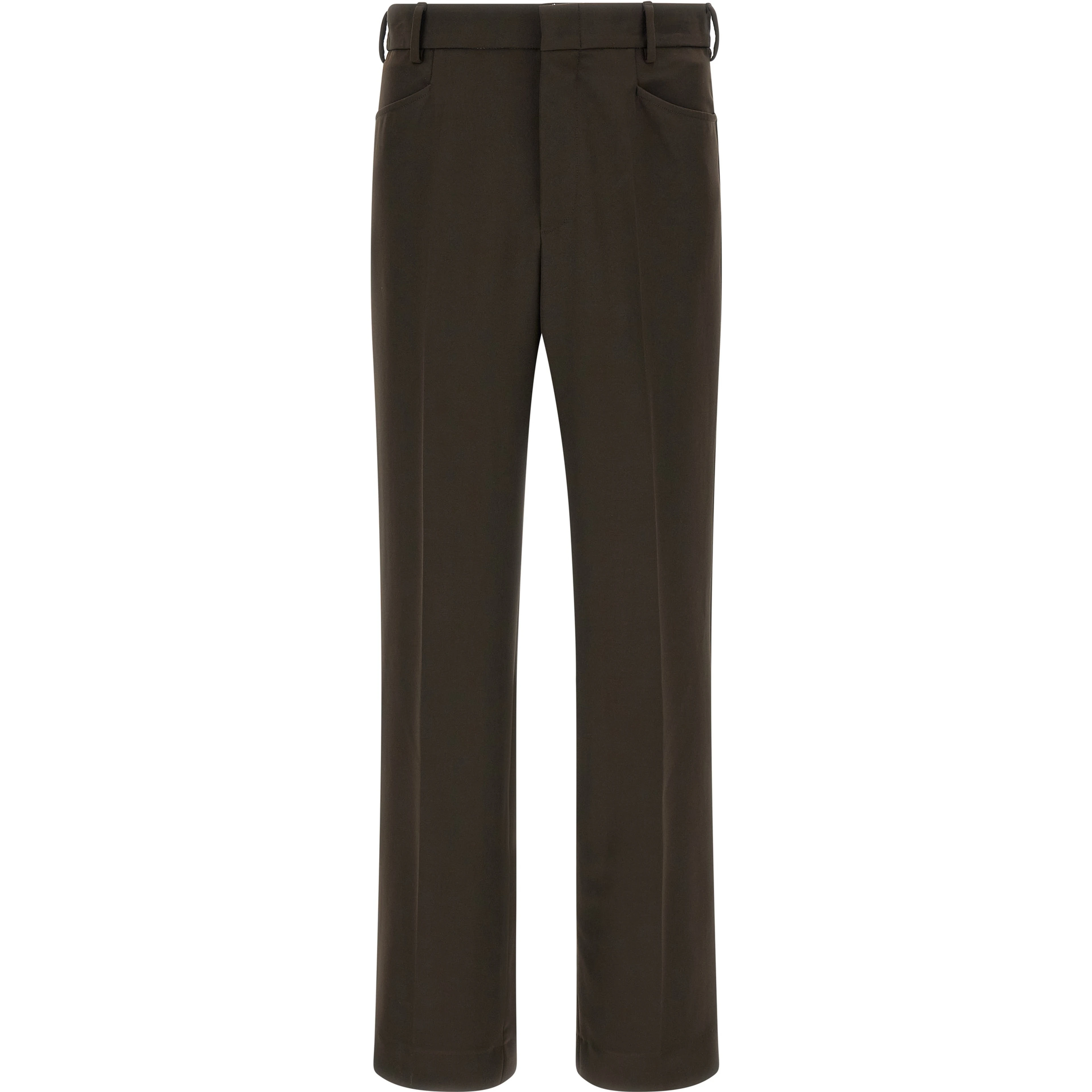Brown Polyester Casual Pants