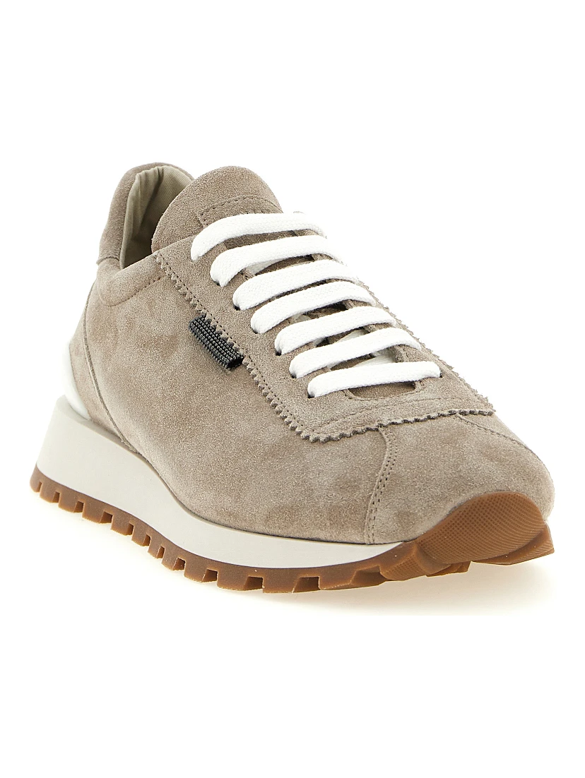 Beige Calfskin Athletic Sneakers