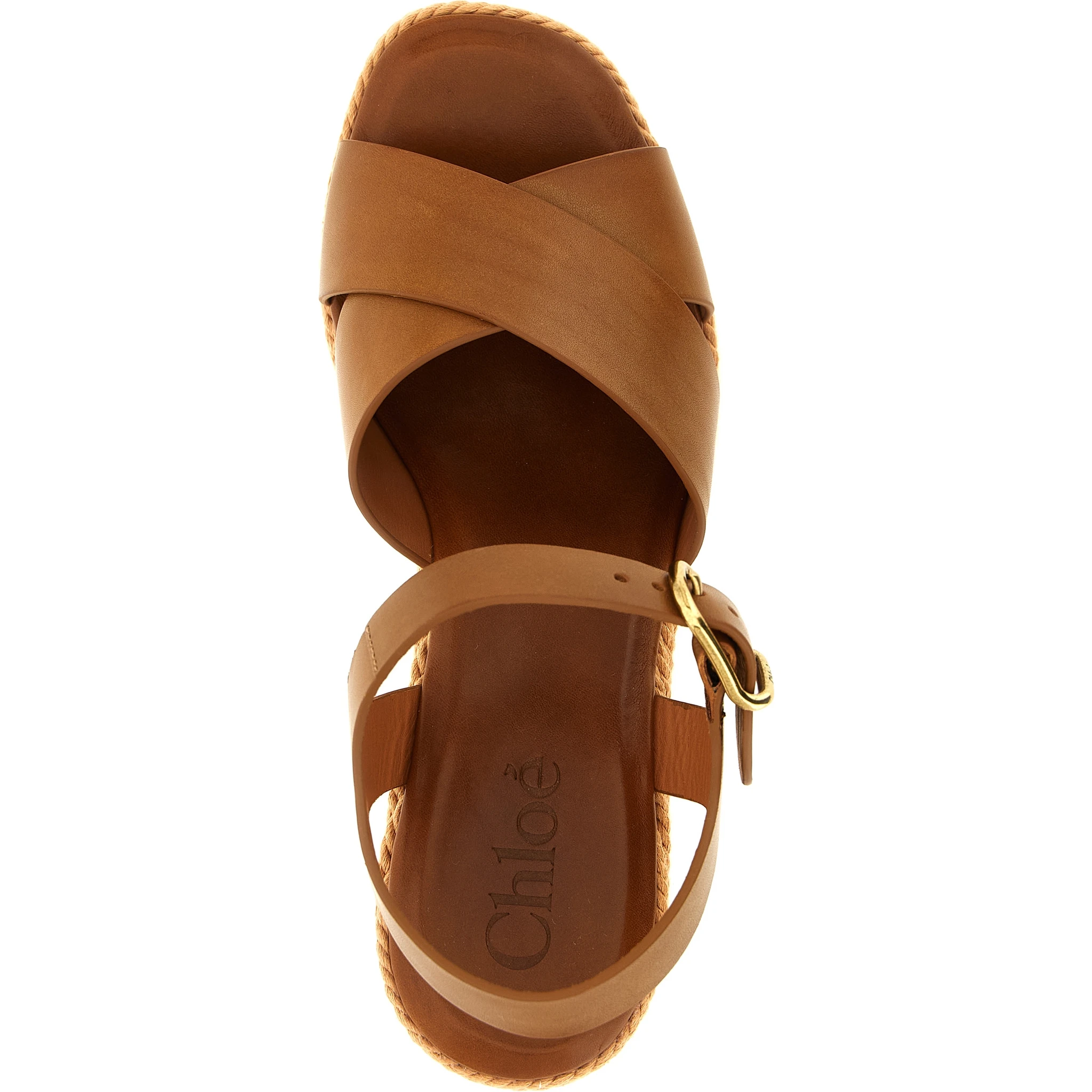 Brown Calfskin Wedge Sandals