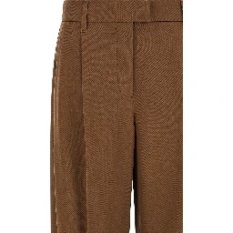 Brown Virgin Wool Casual Pants
