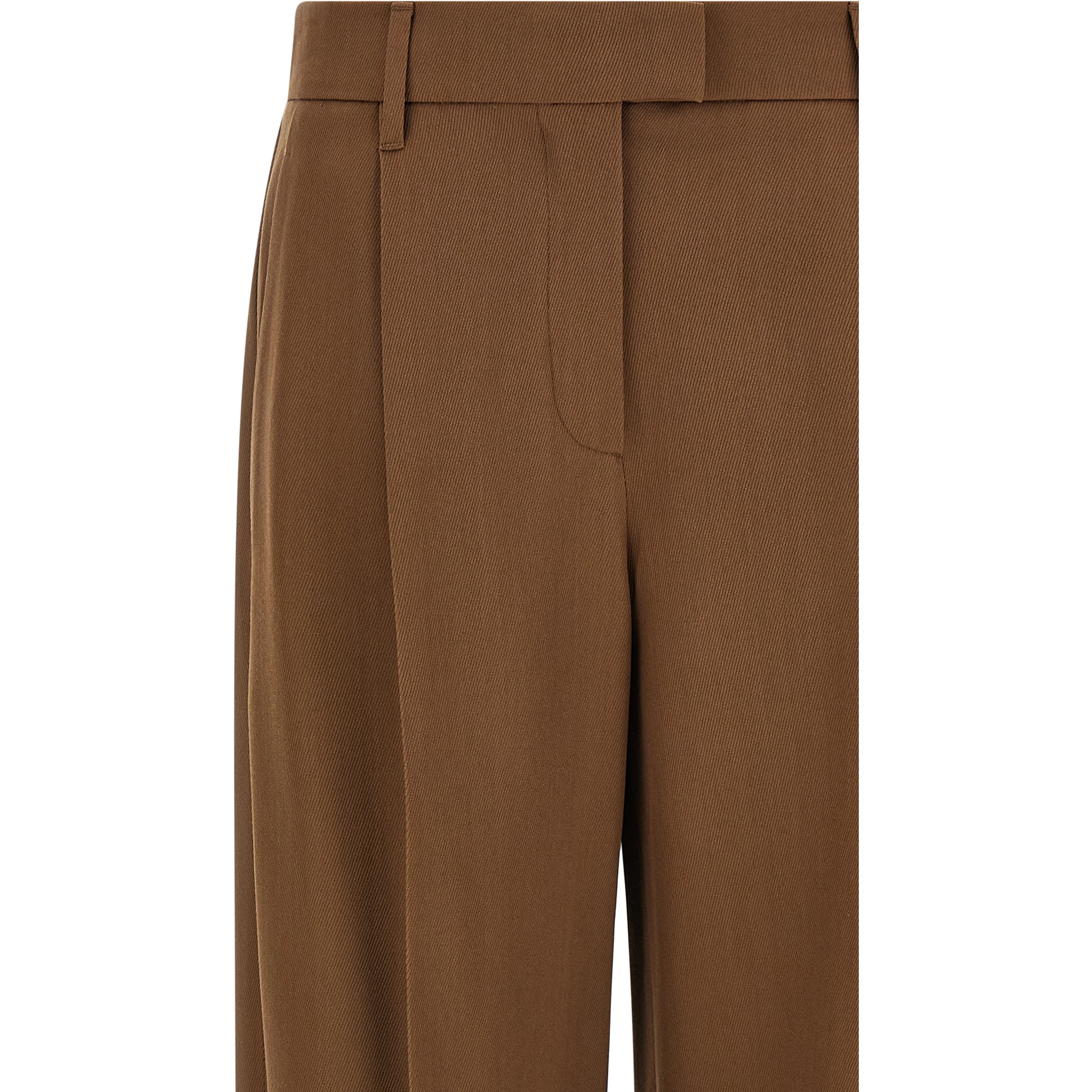 Brown Virgin Wool Casual Pants