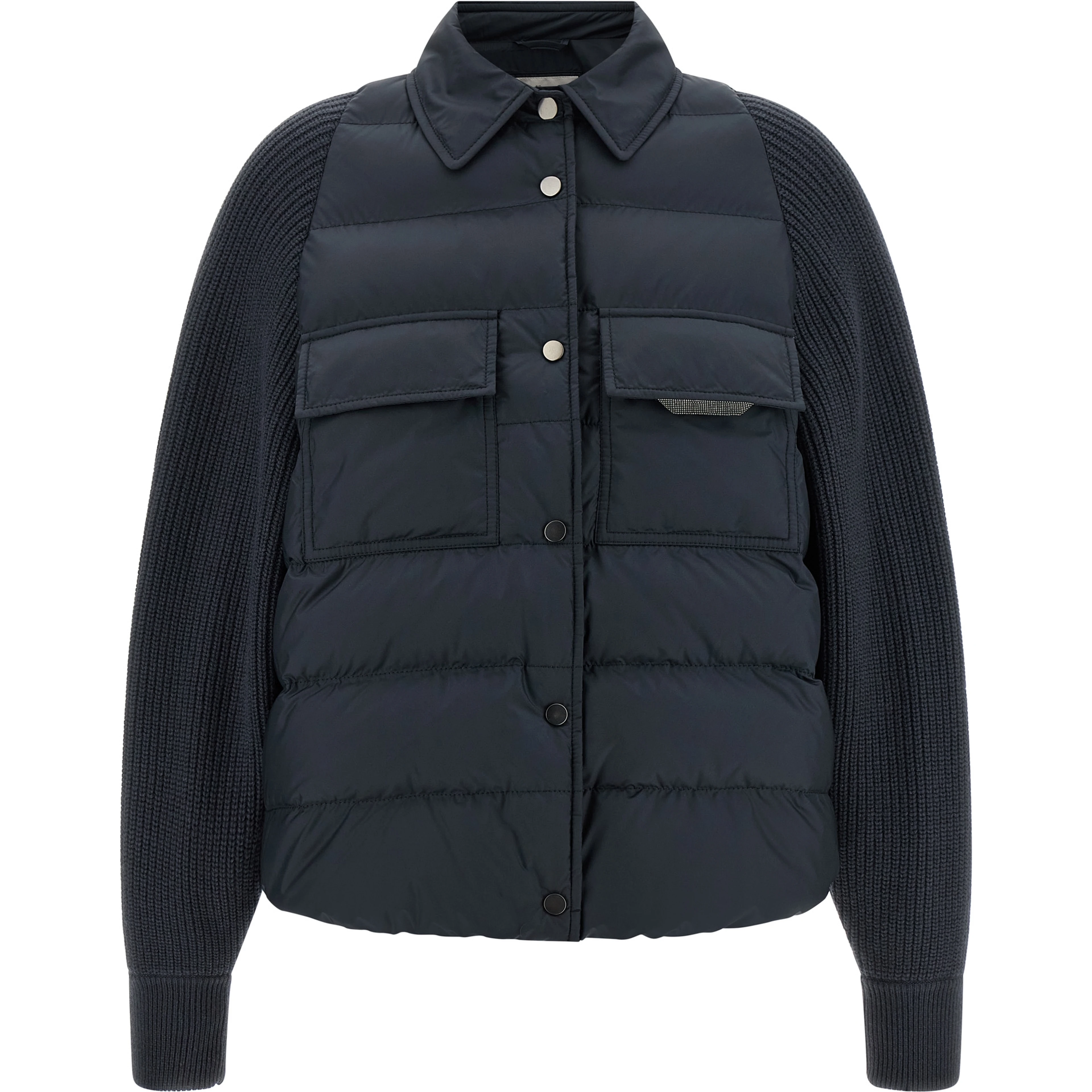 Blue Polyester Full-Length Jacket