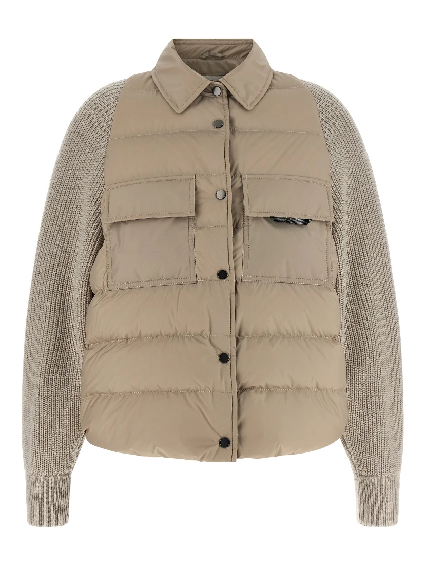 Beige Polyester Shell Jacket