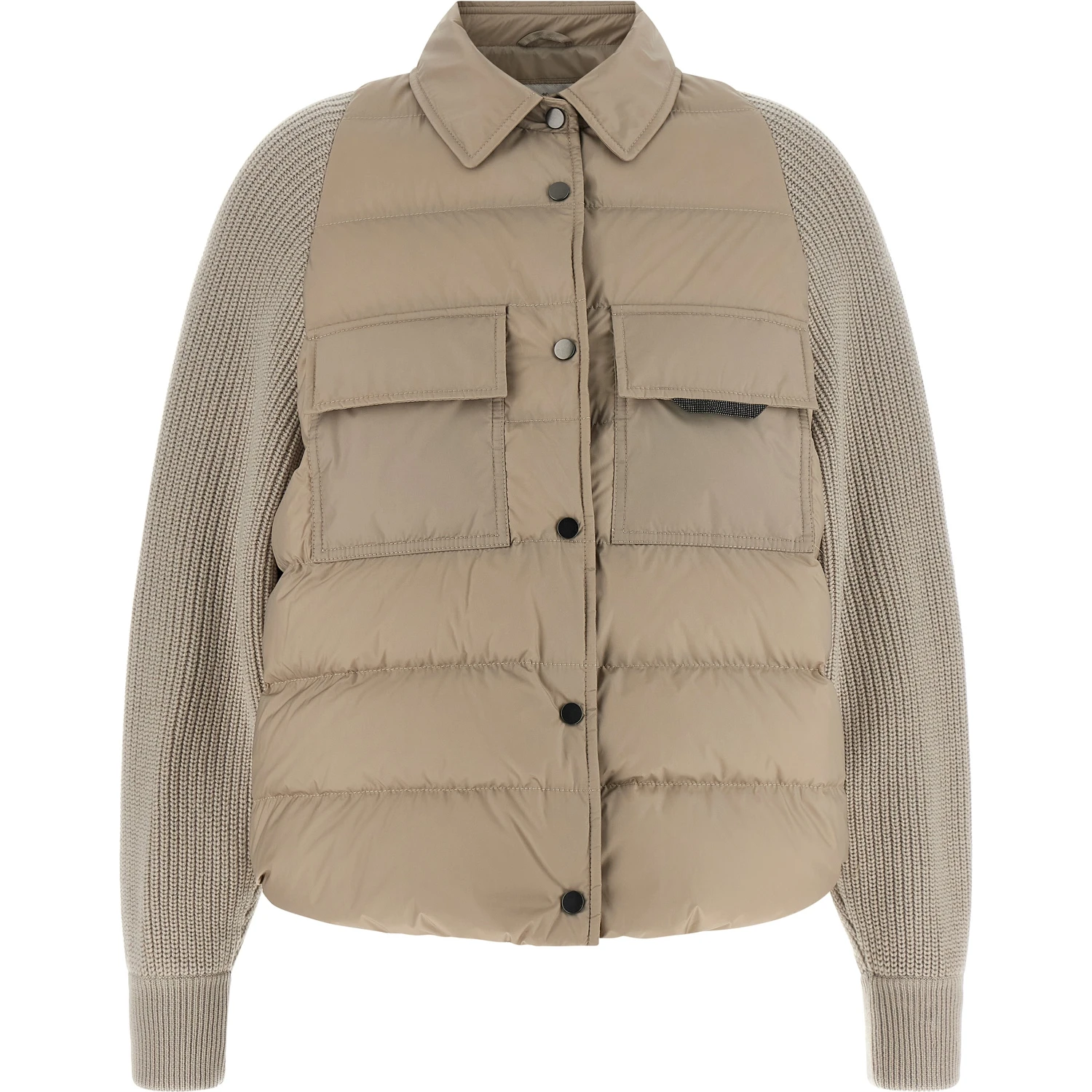 Beige Polyester Shell Jacket