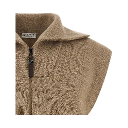 Beige Cashmere Sleeveless Jacket