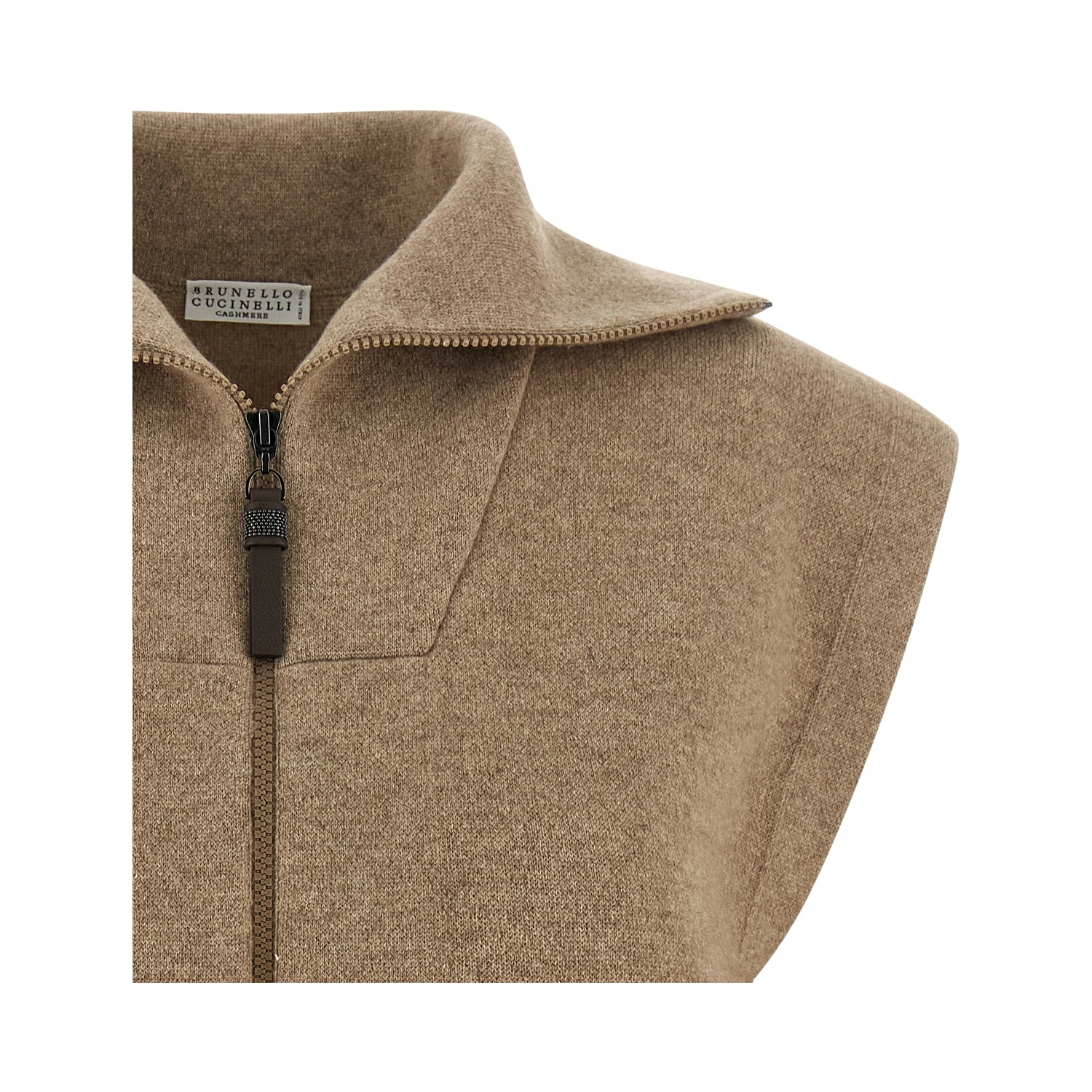 Beige Cashmere Sleeveless Jacket