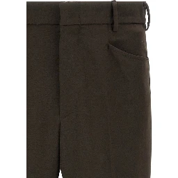 Brown Polyester Casual Pants