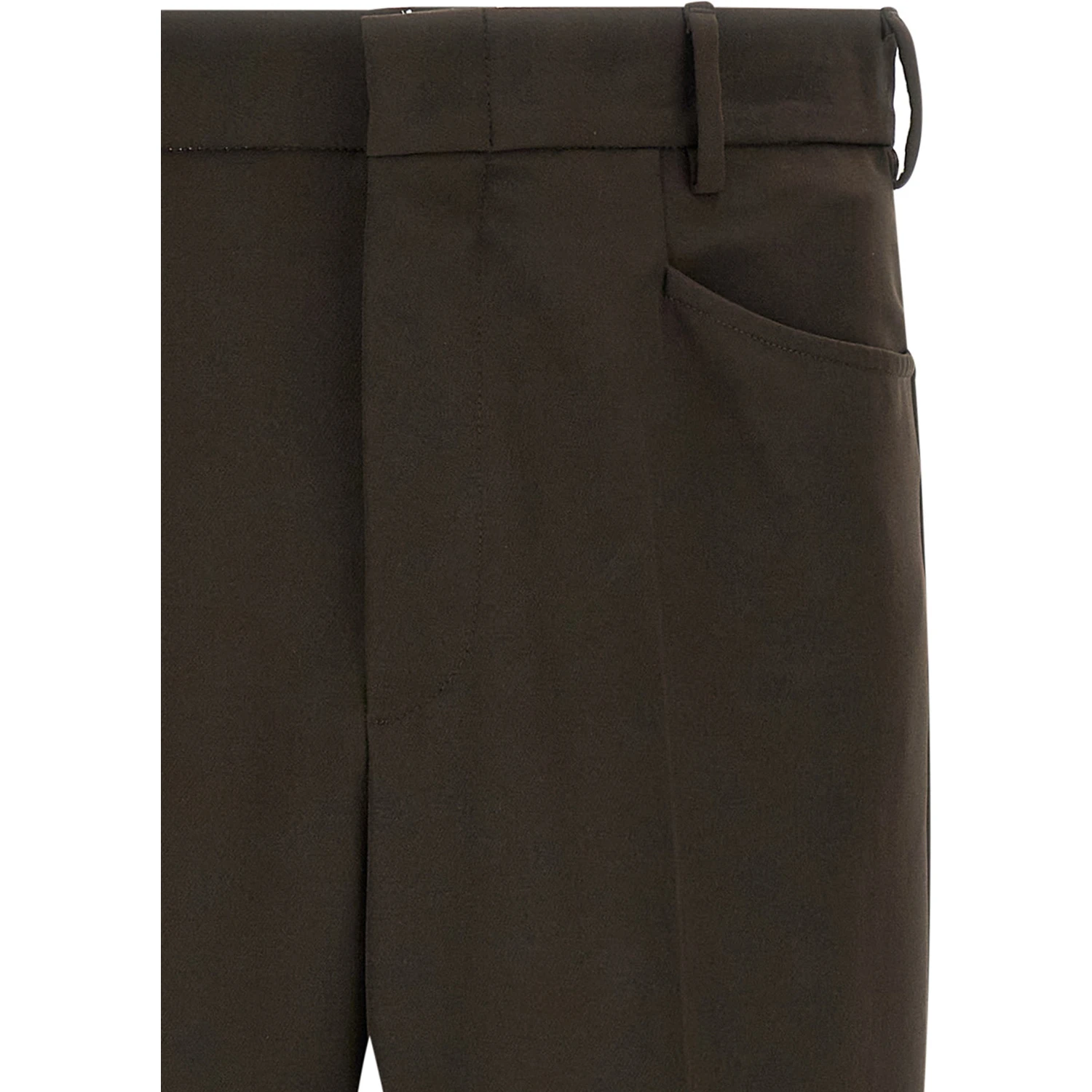 Brown Polyester Casual Pants
