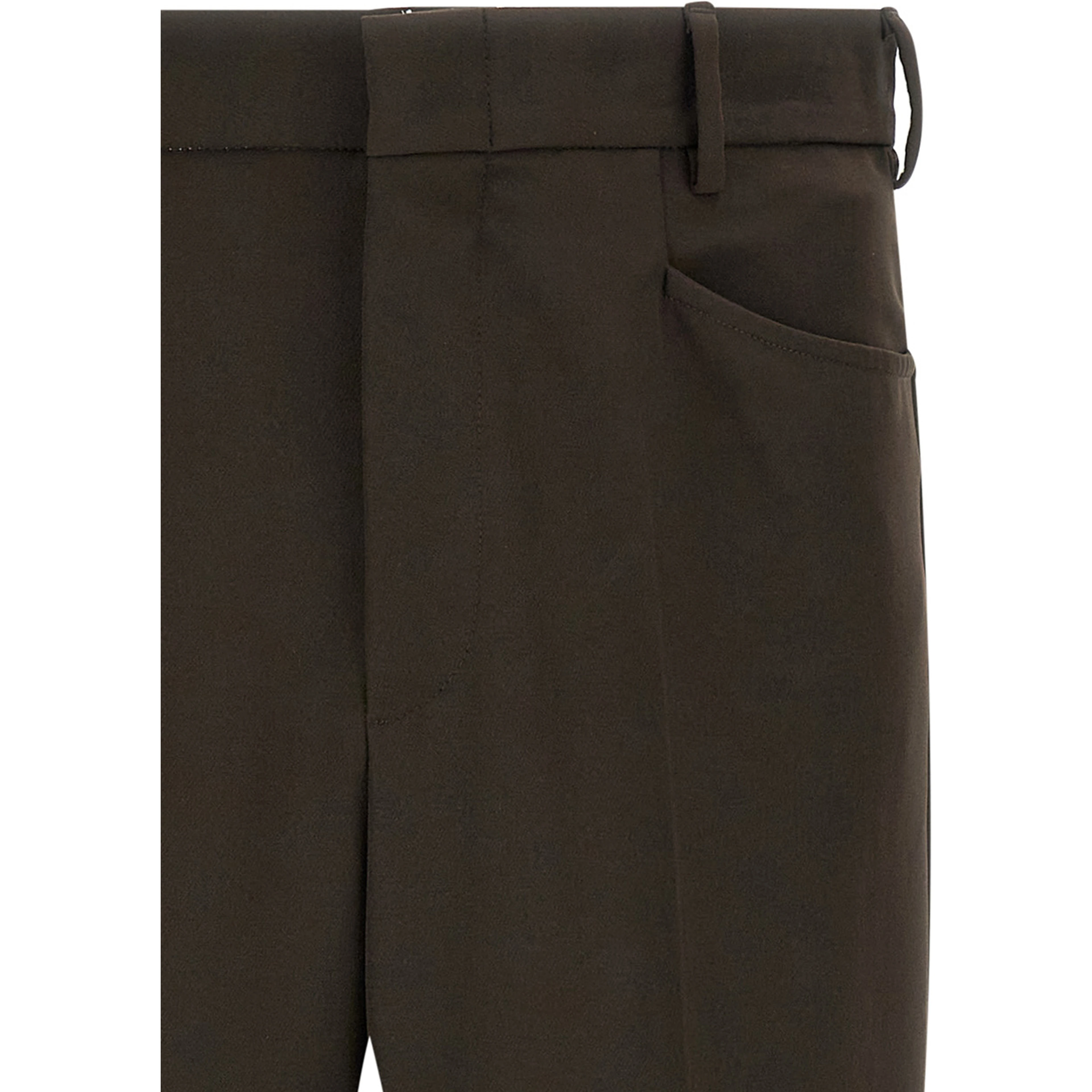 Brown Polyester Casual Pants