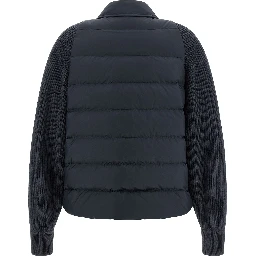 Blue Polyester Full-Length Jacket