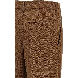 Brown Virgin Wool Casual Pants